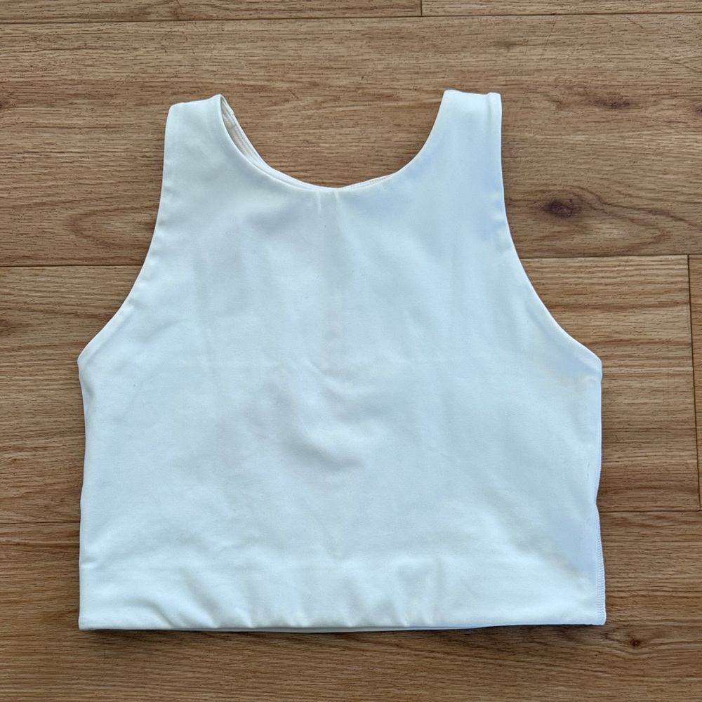 Girlfriend Collectice Off White Longline Sports Bra Medium Racerback Athleisure